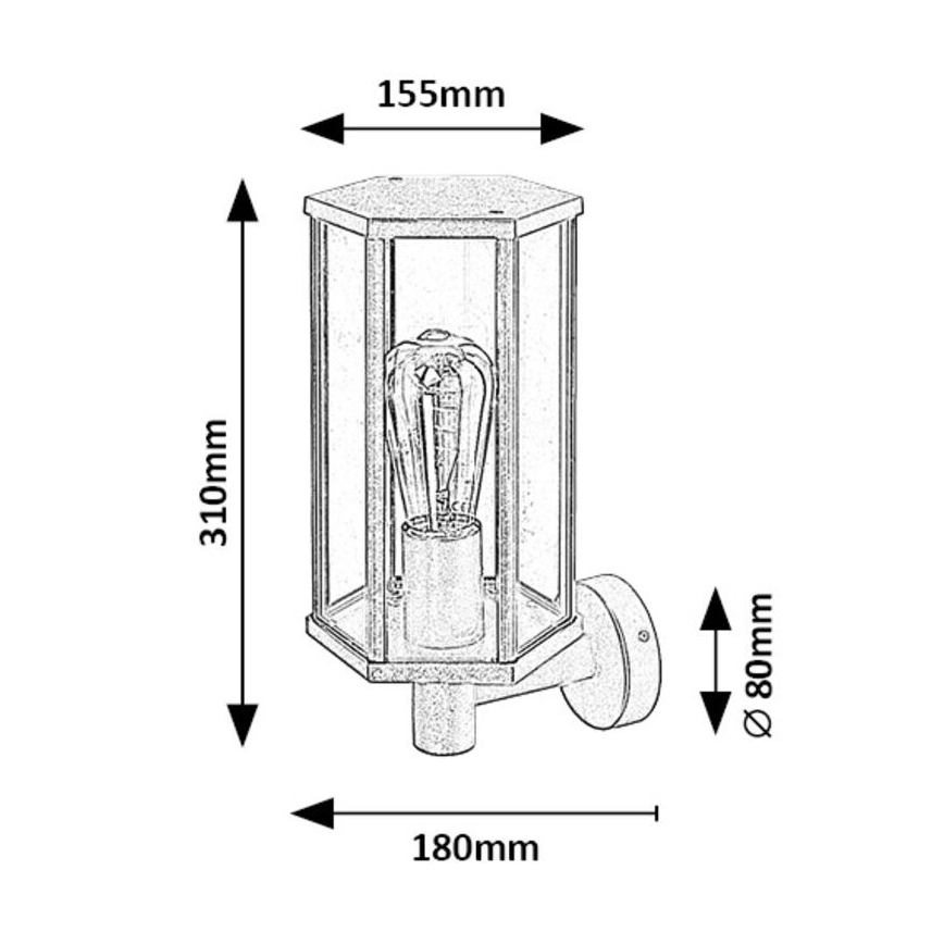 Rabalux - Lampada da parete esterna 1xE27/40W/230V IP44