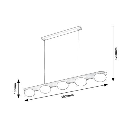 Rabalux - Lampadario a sospensione su cavo 5xG9/25W/230V
