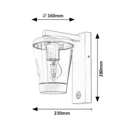 Rabalux - Applique da esterno con sensore di movimento 1xE27/40W/230V IP44