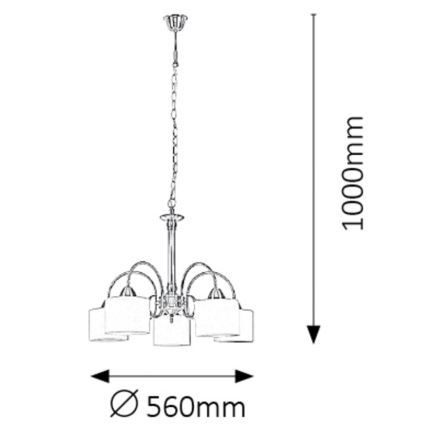 Rabalux 7276 - Lampadario EDITH 5xE27/60W/230V bronzo