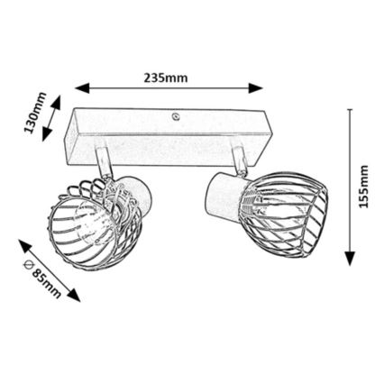 Rabalux - Lampada da incasso 2xE14/10W/230V