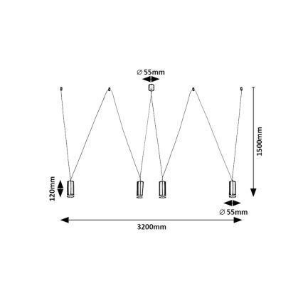 Rabalux - Lampadario a sospensione con filo 4xGU10/5W/230V ragno