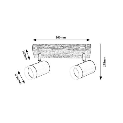 Rabalux - Faretto da binario 2xGU10/5W/230V quercia