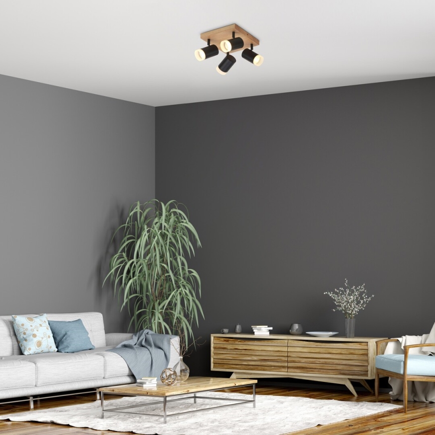 Rabalux - Plafoniera con 4 faretti GU10/5W/230V rovere