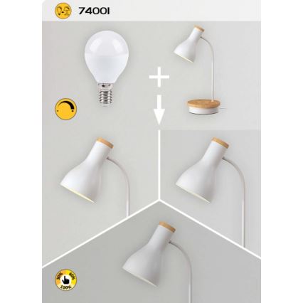 Rabalux - Lampada da tavolo touch dimmerabile con ricarica wireless 1xE14/25W/230V albero di caucciù