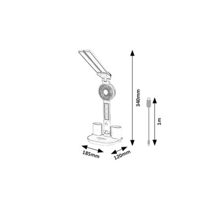 Rabalux - Lampada da tavolo LED dimmerabile con ventilatore e display LED/7W/5V 3000/4000/6500K