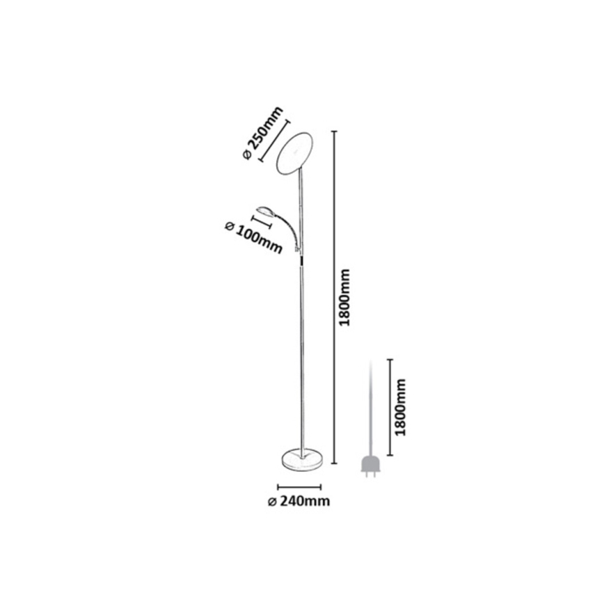 Rabalux - Lampada da terra LED dimmerabile LED/23W/230V 3000/4200/6500 nera