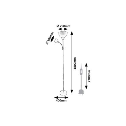 Rabalux - Lampada da terra 1xE27/60W/230V + 1xE14/25W beige