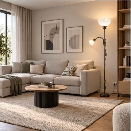 Rabalux - Lampada da terra 1xE27/60W/230V + 1xE14/25W nera