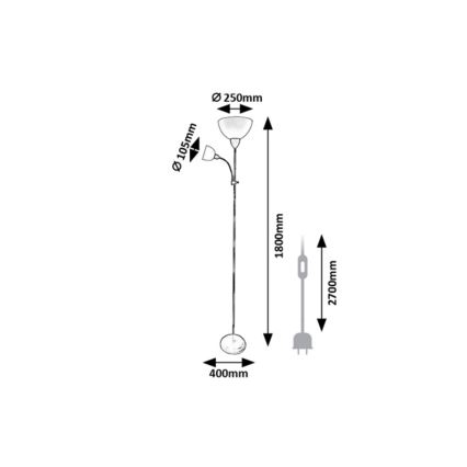 Rabalux - Lampada da terra 1xE27/60W/230V + 1xE14/25W nera
