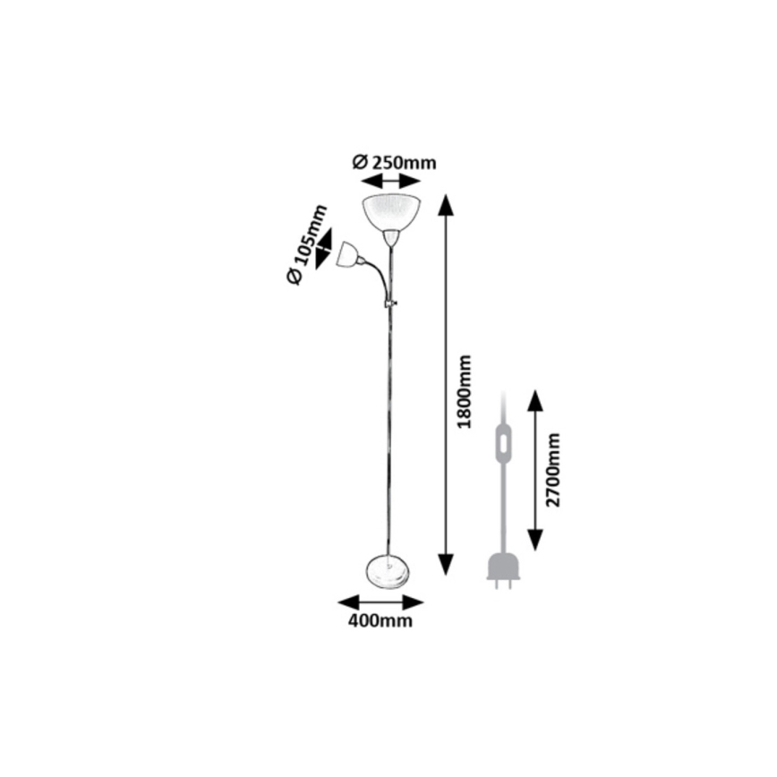 Rabalux - Lampada da terra 1xE27/60W/230V + 1xE14/25W nera