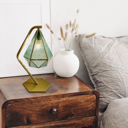 Rabalux - Tiffany vetro colorato lampada da tavolo 1xE14/40W/230V oro/blu