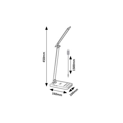 Rabalux 74213 - LED Dimmerabile flexible lampada da tavolo con ricarica wireless QI e USB LED/5W/5V 3000-6500K