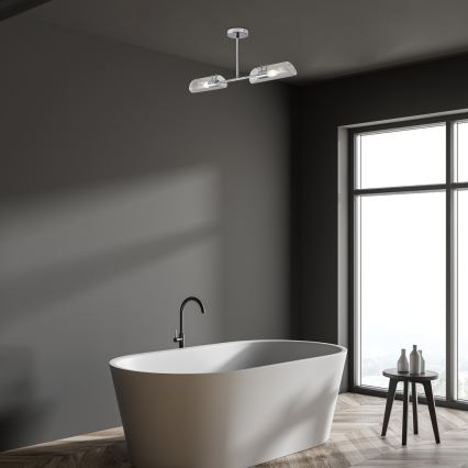 Rabalux - Lampadario da bagno a sospensione con supporto rigido 2xE14/12W/230V IP44 cromo lucido