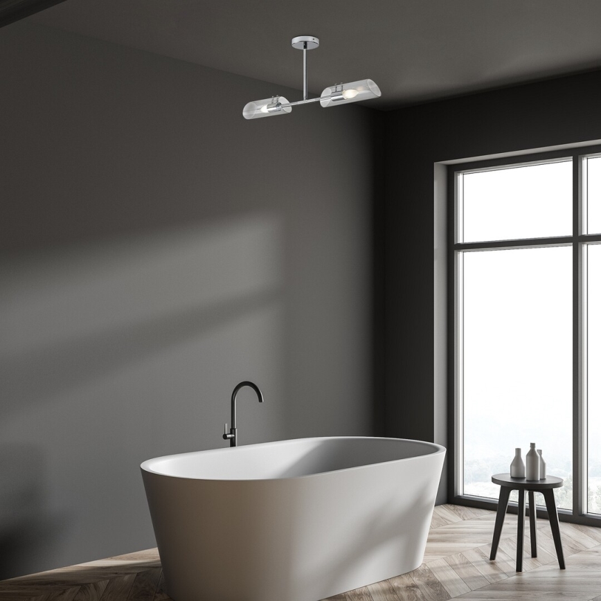 Rabalux - Lampadario da bagno a sospensione con supporto rigido 2xE14/12W/230V IP44 cromo lucido