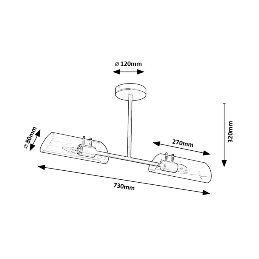 Rabalux - Lampadario da bagno a sospensione con supporto rigido 2xE14/12W/230V IP44 cromo lucido