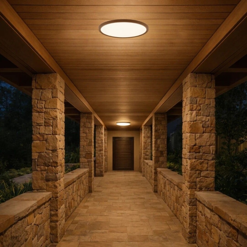 Rabalux - Plafoniera da soffitto per bagno LED/18W/230V 3000/4000/6000K Ø 29 cm IP44 marrone