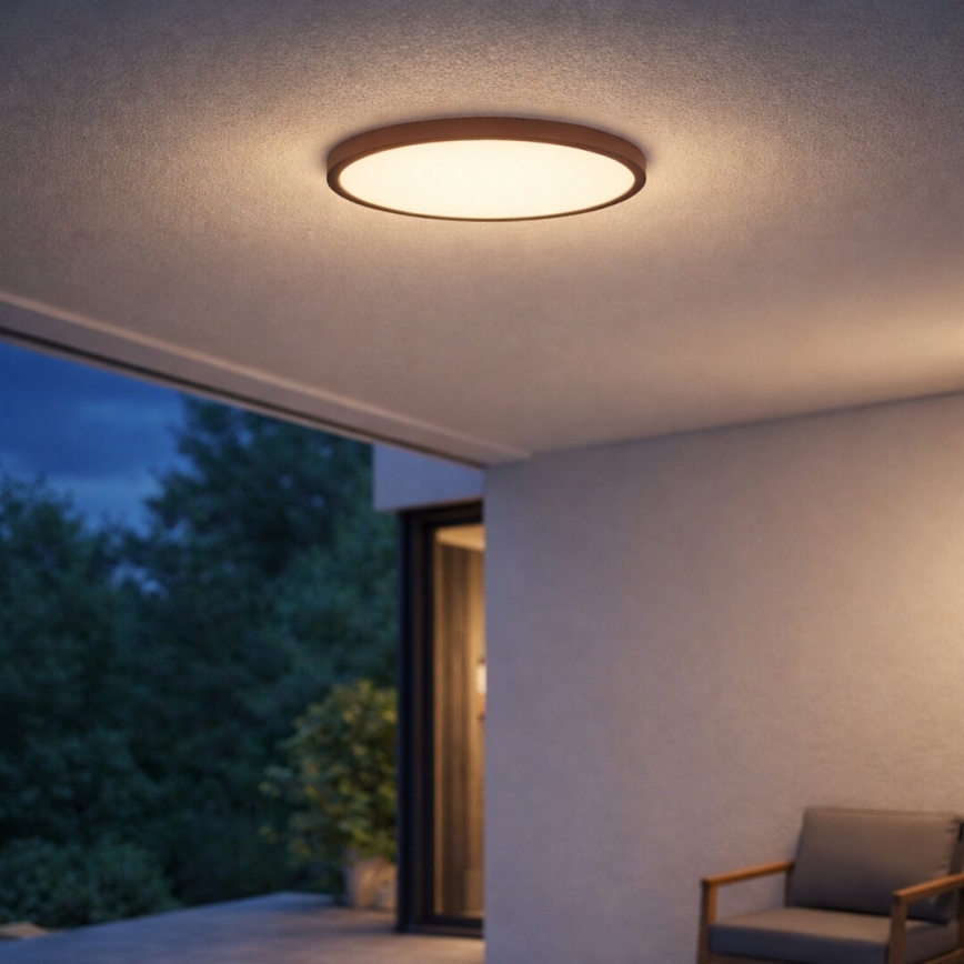 Rabalux - plafoniera LED da soffitto per bagno, 24W, 230V, 3000/4000/6000K, Ø 40 cm, IP44, marrone