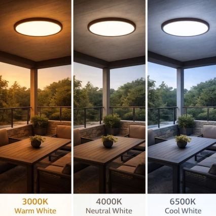 Rabalux - plafoniera LED da soffitto per bagno, 24W, 230V, 3000/4000/6000K, Ø 40 cm, IP44, marrone