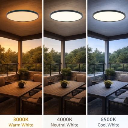 Rabalux - Plafoniera LED per bagno LED/24W/230V 3000/4000/6000K Ø 40 cm IP44 nera