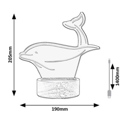 Rabalux - Lampada da tavolo LED per bambini LED/2W/5V 3000K dolphin faggio