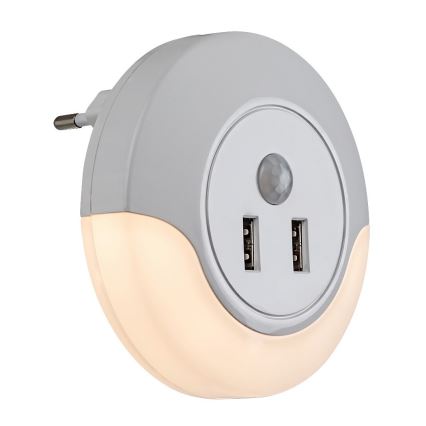 Rabalux - LED Luce notturna con sensore 2xUSB LED/13,9W/230V 3000K