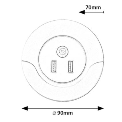 Rabalux - LED Luce notturna con sensore 2xUSB LED/13,9W/230V 3000K