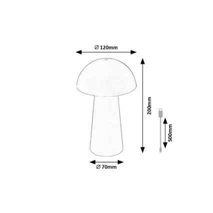 Rabalux - LED dimmerabile a sfioramento ricaricabile lampada da esterno LED/1,5W/5V IP44 1200 mAh USB nera