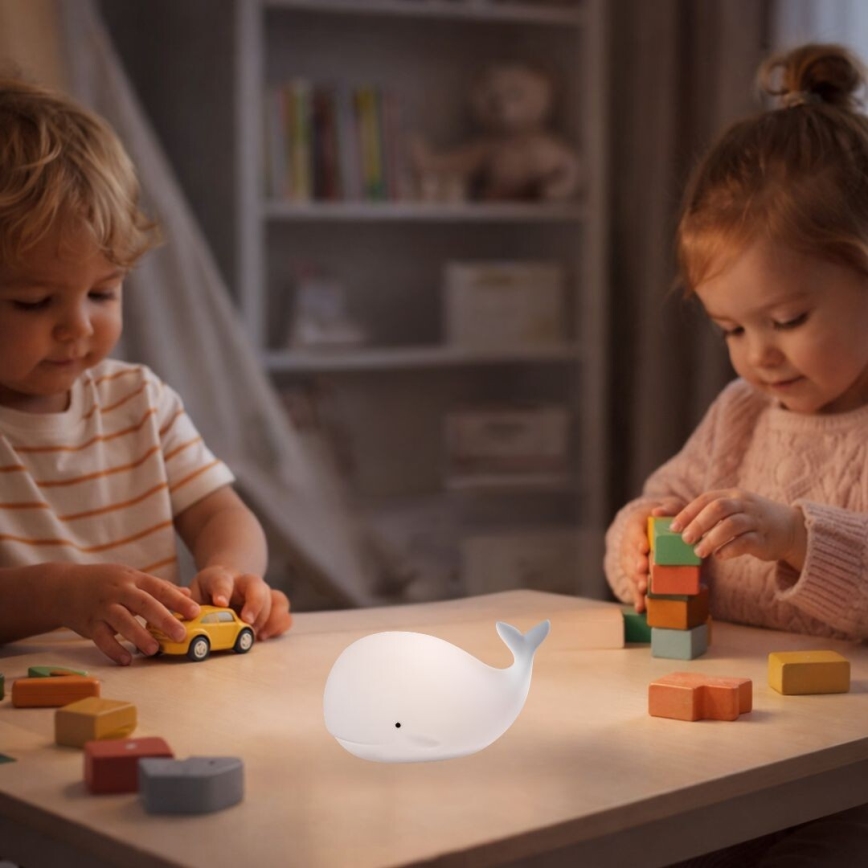 Rabalux - Luce notturna LED RGB a sfioramento, 0,05W, 1x CR2032, a forma di balena