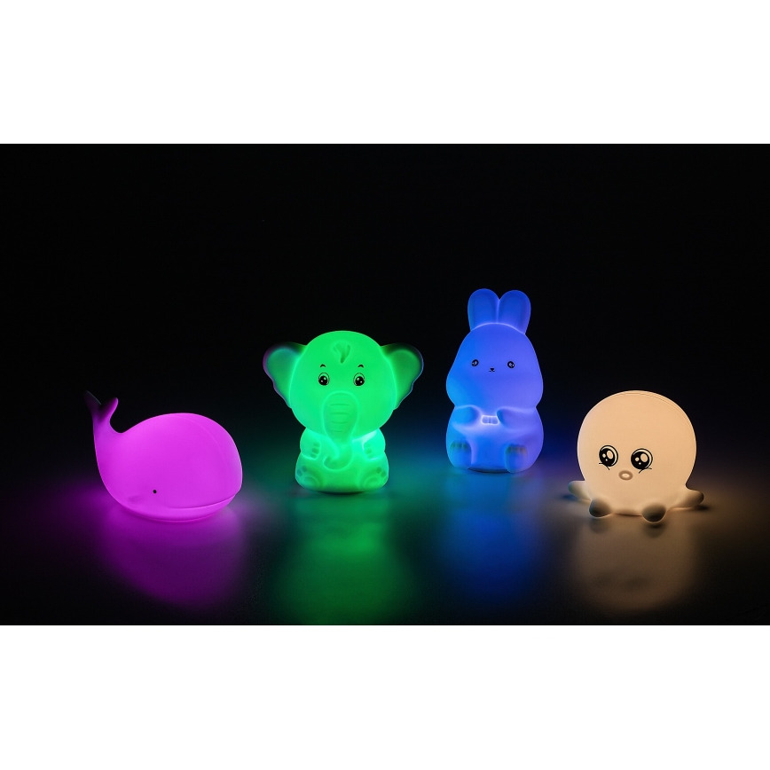 Rabalux - Luce notturna LED RGB a sfioramento, 0,05W, 1x CR2032, a forma di balena