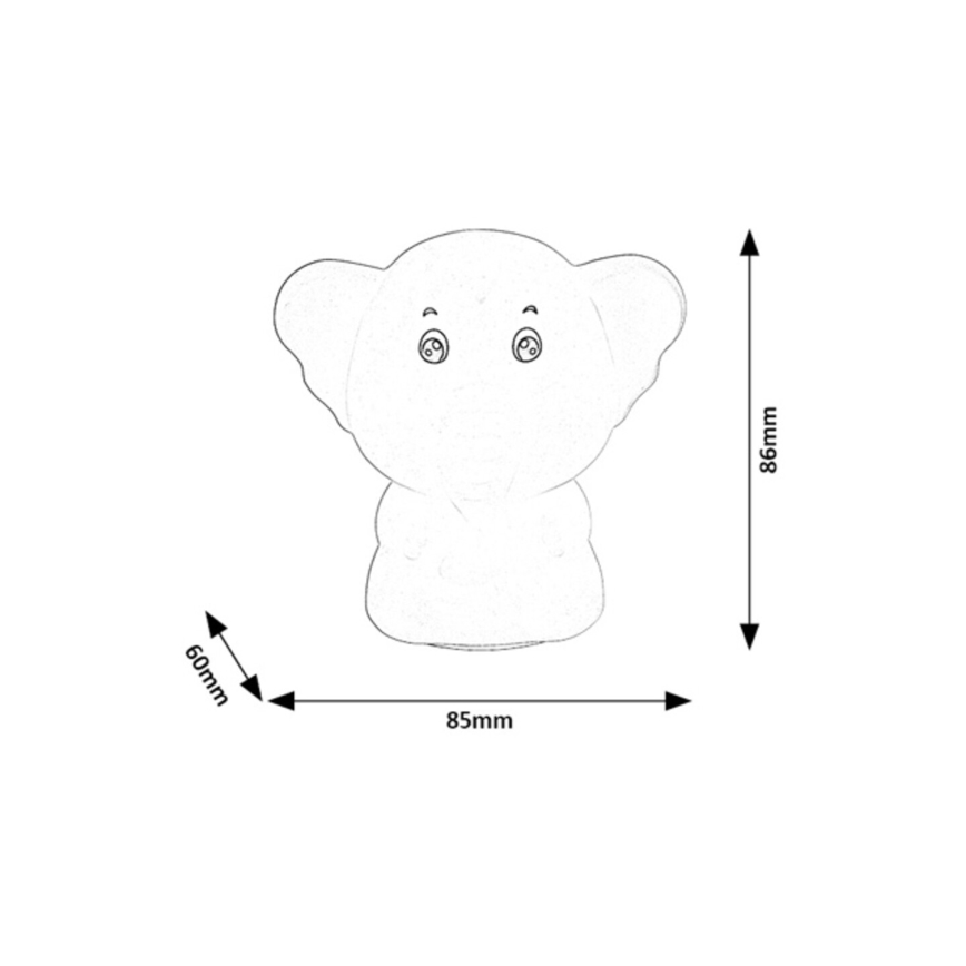 Rabalux - Luce notturna LED RGB a sfioramento LED/0,05W/1xCR2032 elefante