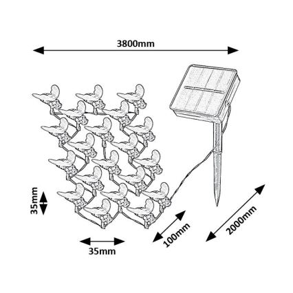 Rabalux - Catena LED solare 20xLED/0,06W/1,2V IP44 600 mAh