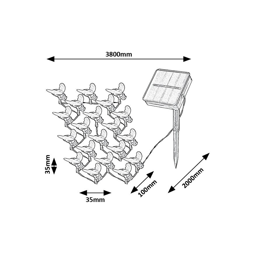Rabalux - Catena LED solare 20xLED/0,06W/1,2V IP44 600 mAh