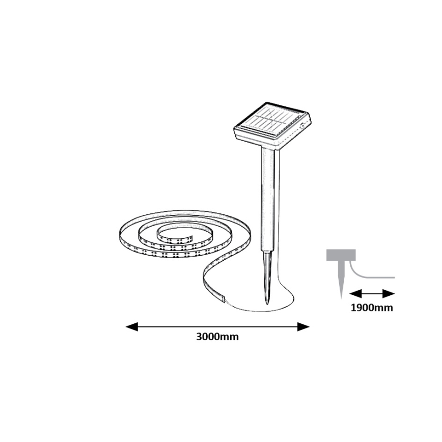 Rabalux - LED Solare striscia LED/0,26W/3,2V 4,9m IP44 400 mAh