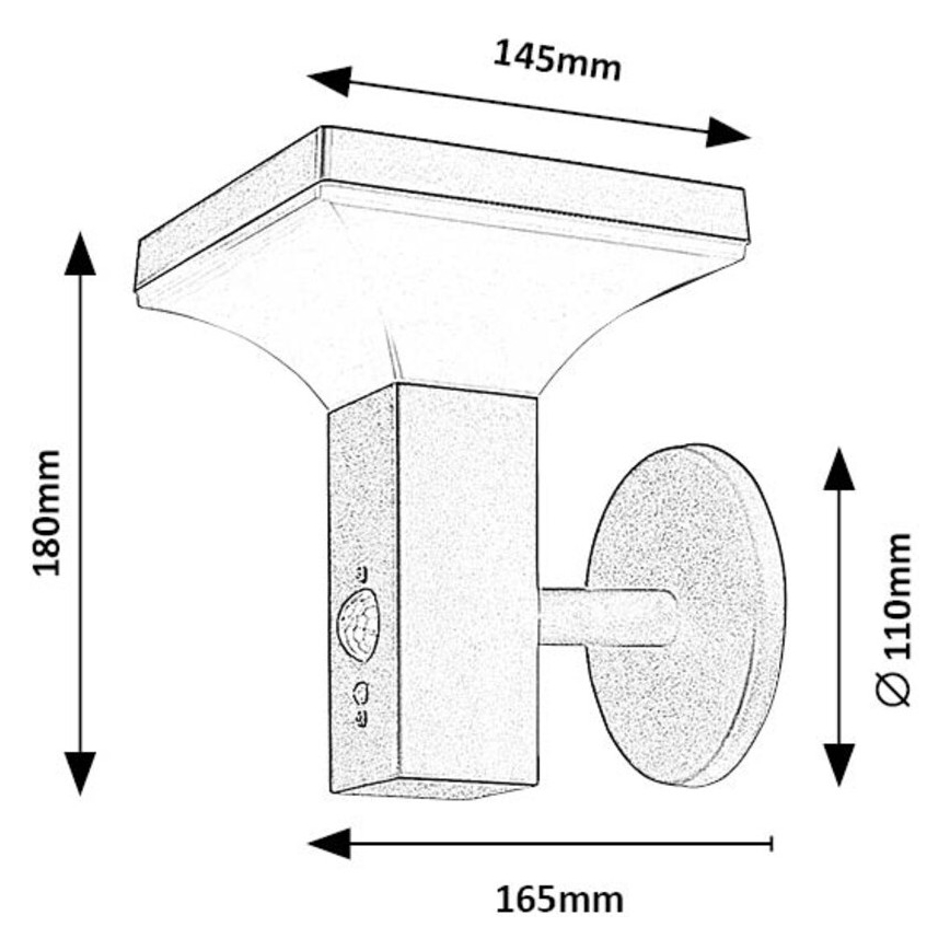 Rabalux - Lampada da parete solare LED con sensore LED/4W/230V IP44 nero 2200 mAh