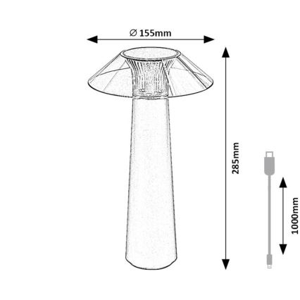 Rabalux - LED Lampada da tavolo ricaricabile touch dimmerabile LED/5W/5V IP44 nero