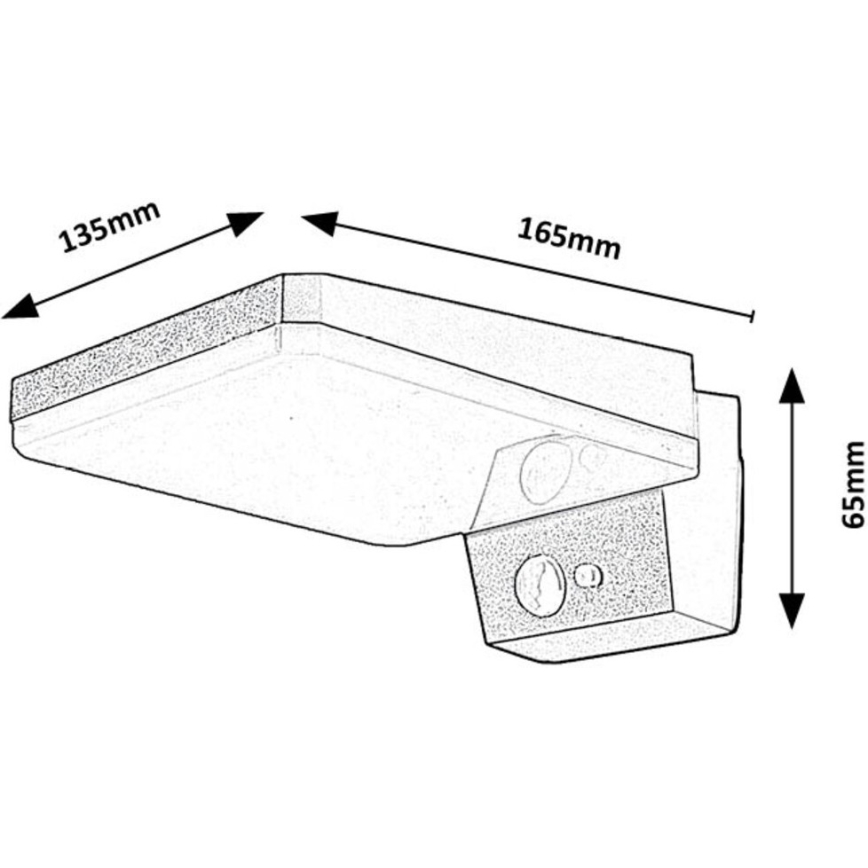 Rabalux - Lampada da parete solare dimmerabile con sensore LED/4,4W/3,7V IP54 nero 2200 mAh