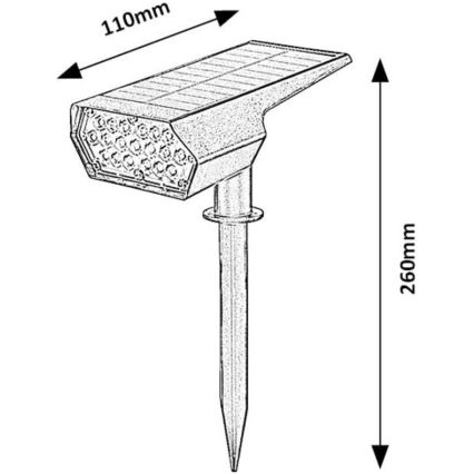 Rabalux - Lampada LED solare LED/0,5W/3,7V IP65 nero 3000 mAh