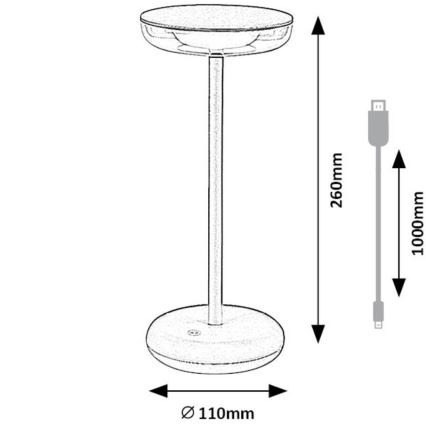 Rabalux - Lampada LED dimmerabile ricaricabile per esterni LED/6W/5V IP44 1800 mAh marrone