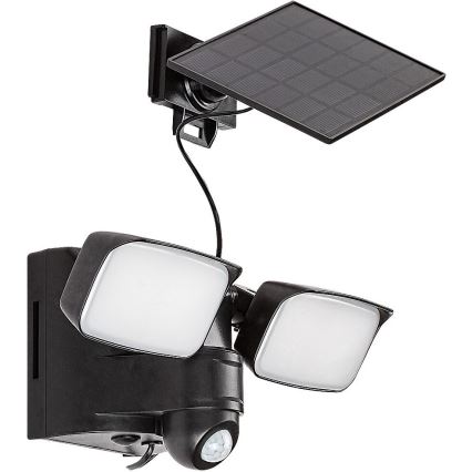 Rabalux - Lampada solare flessibile da parete a LED con sensore e pannello esterno 2xLED/5W/3,7V IP54 nero