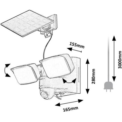 Rabalux - Applique a LED solare con sensore 2xLED/5W/3,7V IP54 nero