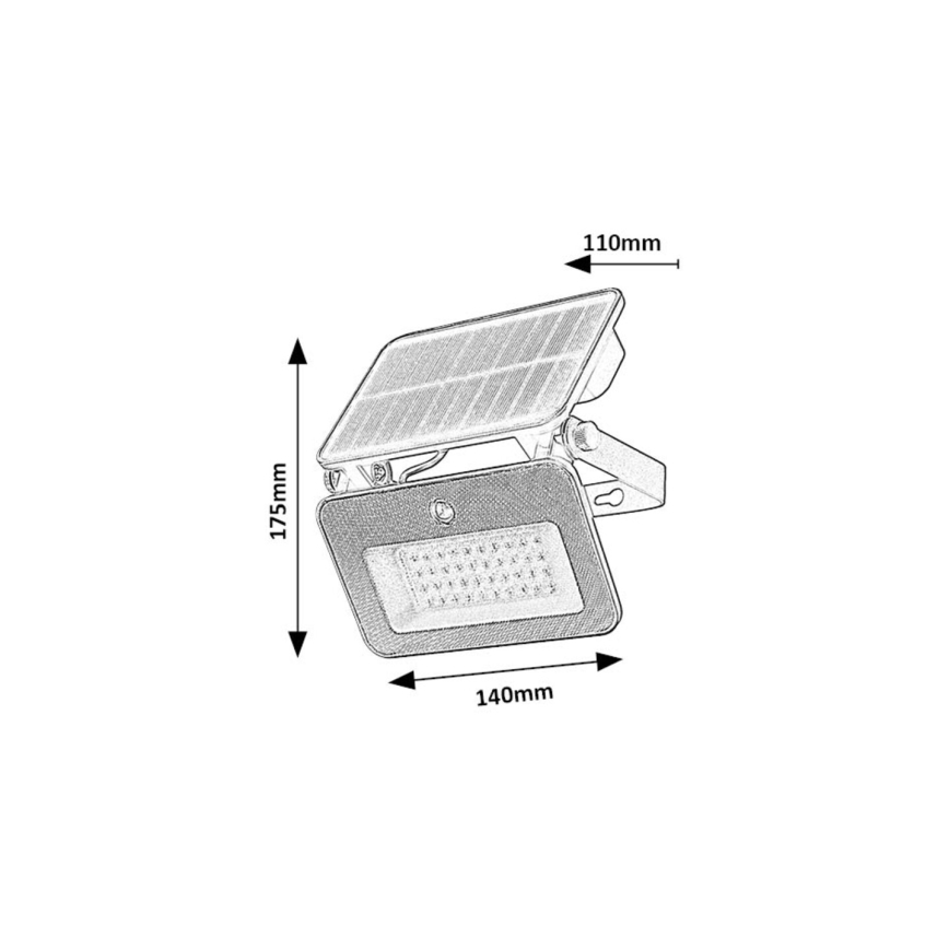 Rabalux - Faretto solare LED con sensore LED/6W/3,7V 3000/4000/6500K IP65 2200 mAh
