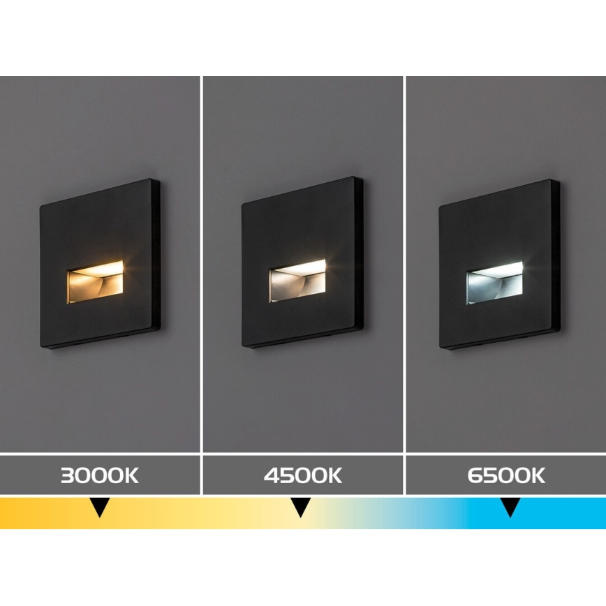 Rabalux - Applique per scale LED/1W/230V 3000/4500/6500K nero