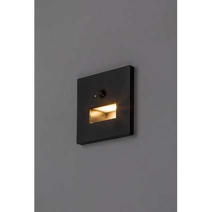 Rabalux - Lampada LED per scale con sensore di movimento e crepuscolare LED/1W/230V 3000/4500/6500K nera