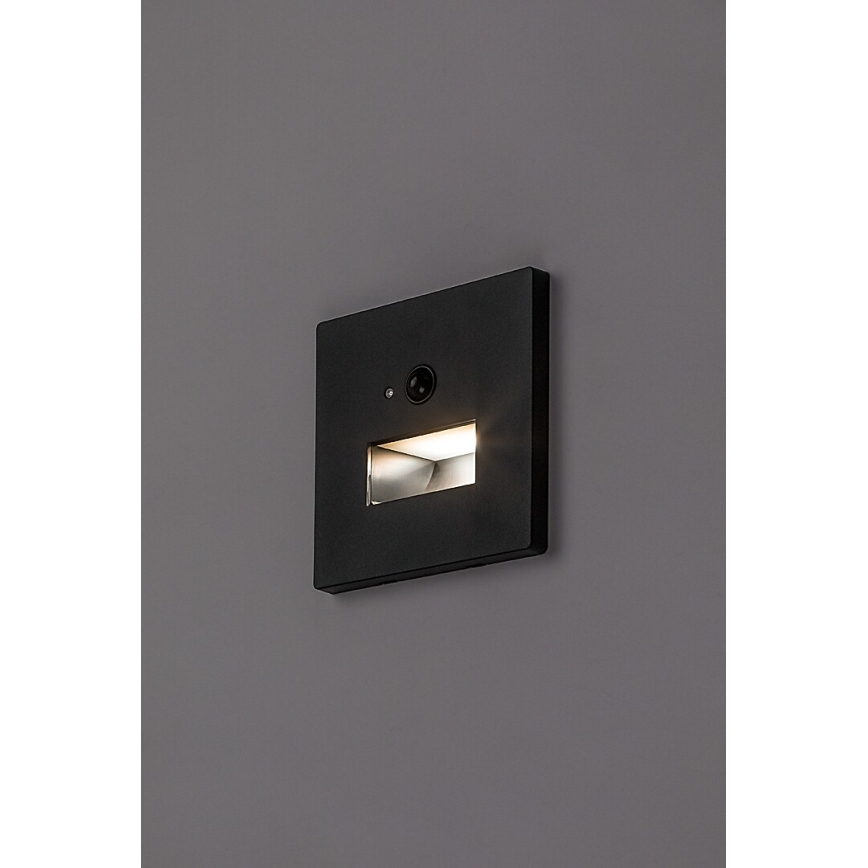 Rabalux - Lampada LED per scale con sensore di movimento e crepuscolare LED/1W/230V 3000/4500/6500K nera
