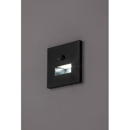 Rabalux - Lampada LED per scale con sensore di movimento e crepuscolare LED/1W/230V 3000/4500/6500K nera