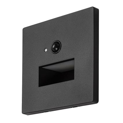 Rabalux - Lampada LED per scale con sensore di movimento e crepuscolare LED/1W/230V 3000/4500/6500K nera