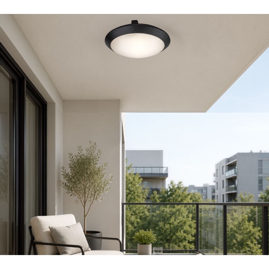 Rabalux - Plafoniera da esterno con sensore di movimento 1xE27/9W/230V IP65 Ø 30 cm nera