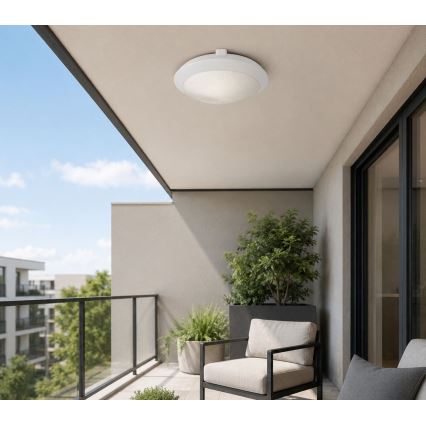 Rabalux - Plafoniera da esterno con sensore di movimento 1xE27/9W/230V IP65 Ø 30 cm bianca