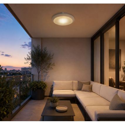 Rabalux - Plafoniera da esterno con sensore di movimento 1xE27/9W/230V IP65 Ø 30 cm bianca